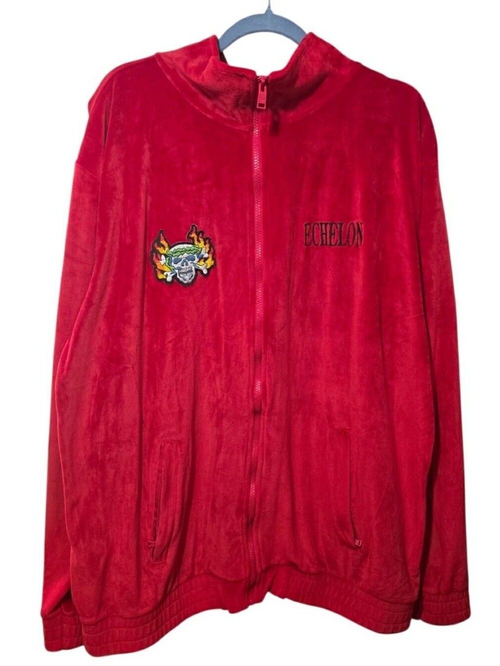 Rebel Minds Velour Tracksuit Jacket Men Big 3XL Red Full Zip Long Sleeves